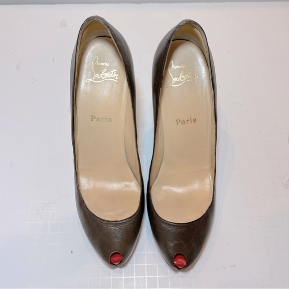 Christian Louboutin Mini Bout Brown Red Open Pumps Platform Heels Shoes 40 - Picture 5 of 8